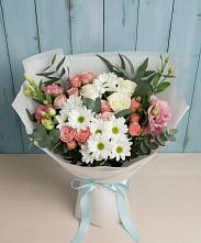 Букет цветов из:  Розы, Лизиантусы и Хризантемы в Поселок Кузяевского фарфорового завода
