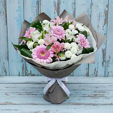 Букет цветов из:  Герберы, Альстромерии и Хризантемы #REPLACE_PRED# Поселок Кузяевского фарфорового завода
