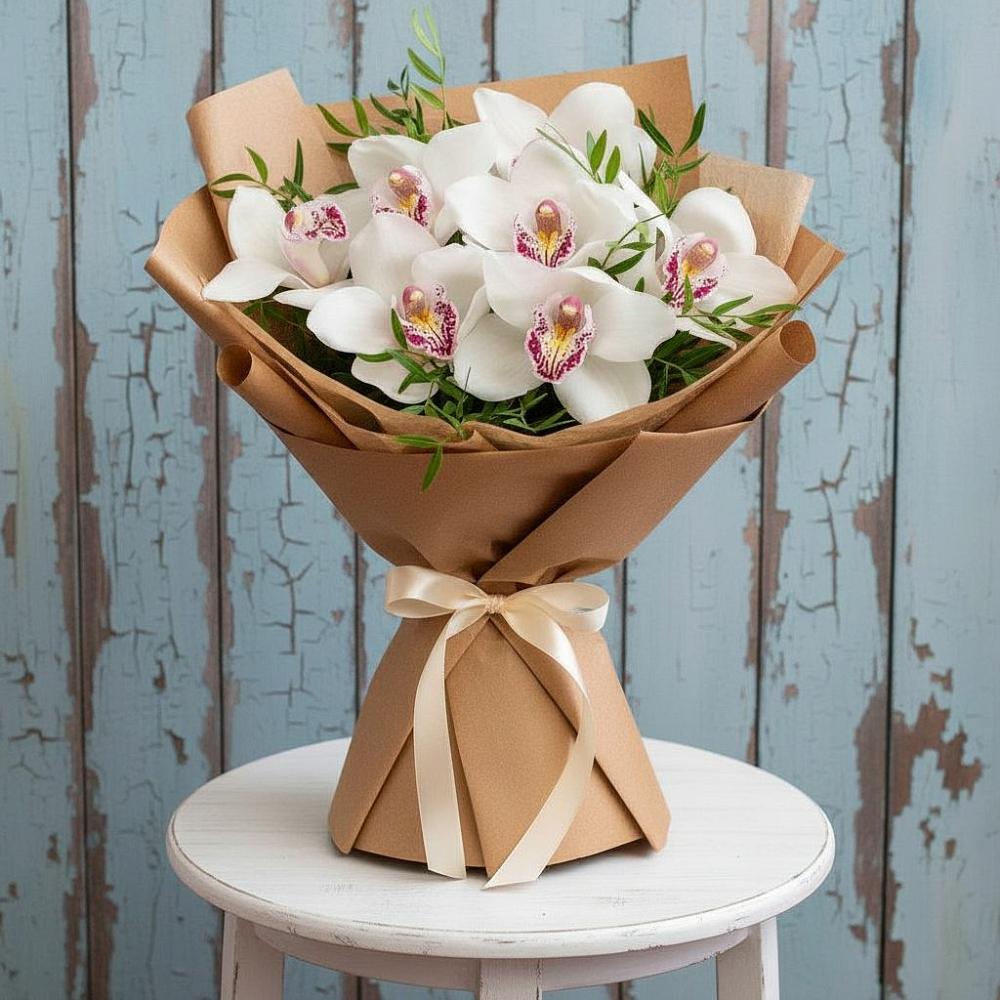 Букет цветов из: Орхидеи и Розы в Поселок Кузяевского фарфорового завода