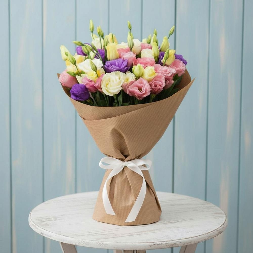 Букет цветов из: Лизиантусы в Поселок Кузяевского фарфорового завода