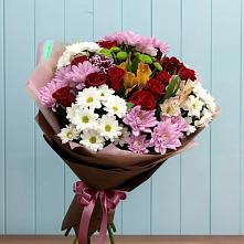 Букет цветов из:  Розы, Хризантемы и Альстромерии в Поселок Кузяевского фарфорового завода