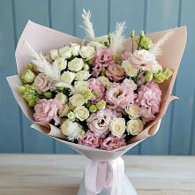 Букет цветов из:  Альстромерии и Розы в Поселок Кузяевского фарфорового завода