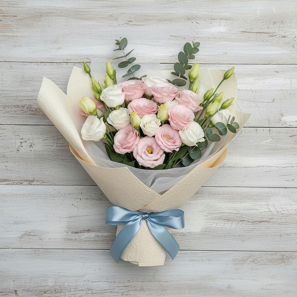 Букет цветов из: Лизиантусы в Поселок Кузяевского фарфорового завода